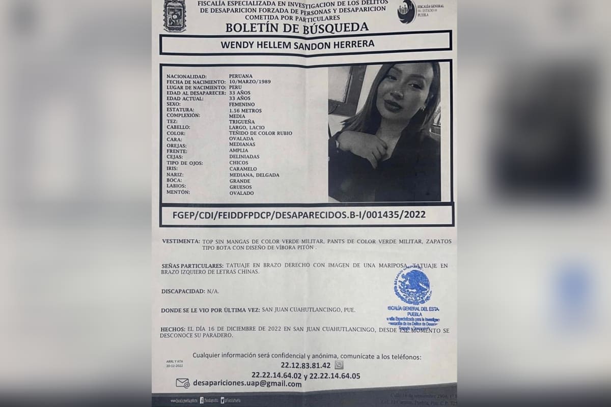 Hallan sin vida a Wendy Hellem, desapareció el 16 de diciembre en Cuautlancingo 2 Hallan sin vida a Wendy Hellem