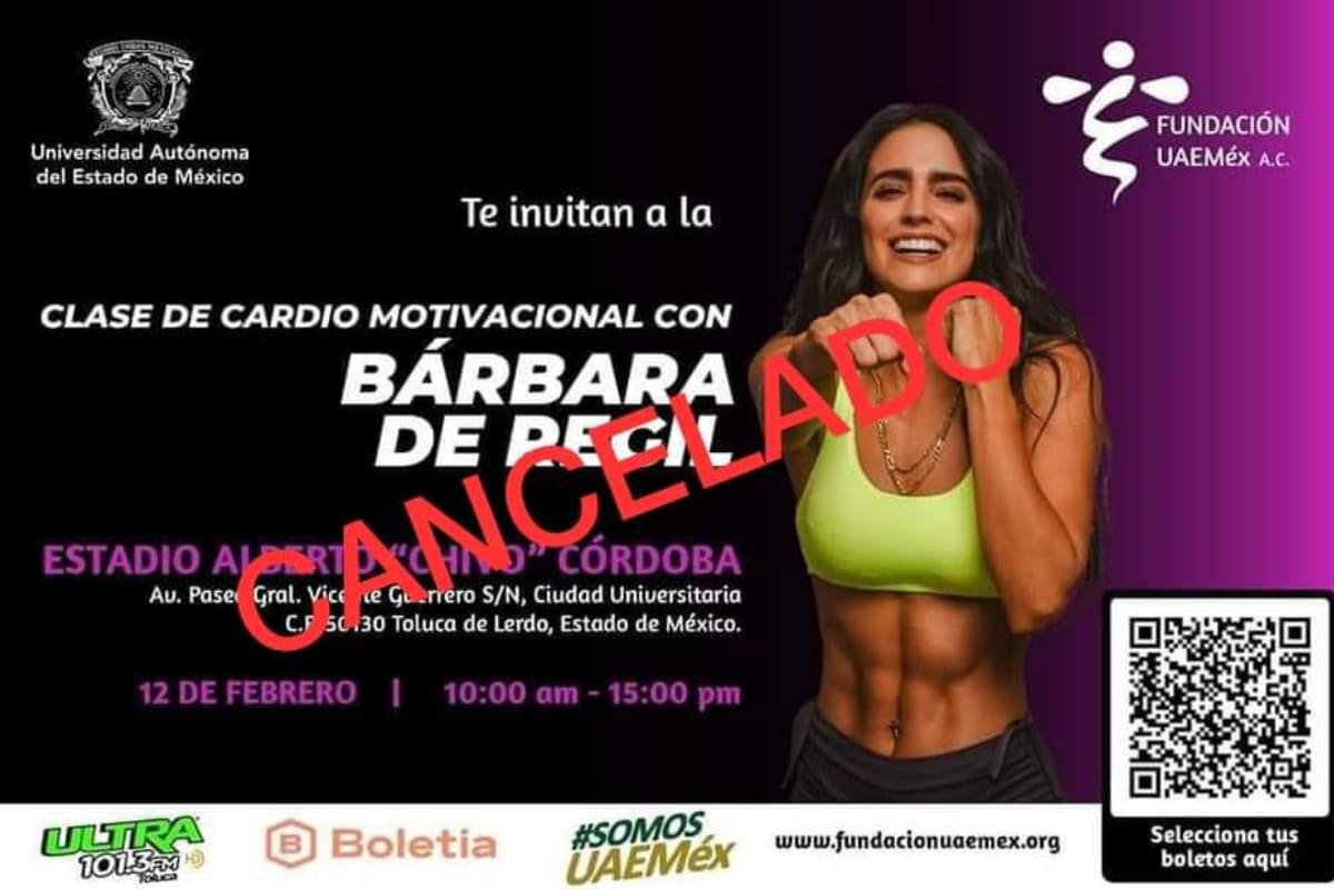 Cancelaron “Clase motivacional de cardio" de Bárbara de Regil en la UAEM 3 barbara de regil