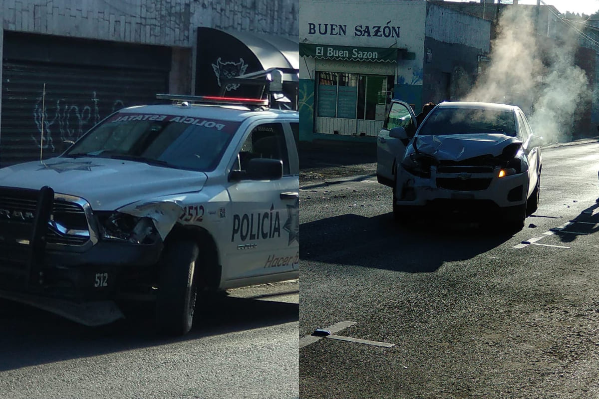 Patrulla choca contra auto en calles del centro de Puebla 3 Patrulla choca contra auto en centro de Puebla