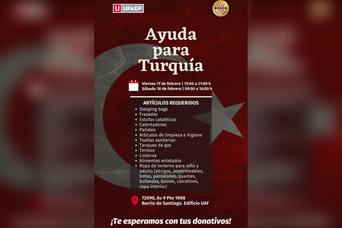 Lugares en Puebla para hacer donaciones para afectados por terremoto en Turquía 2 ayuda para turquía en Puebla