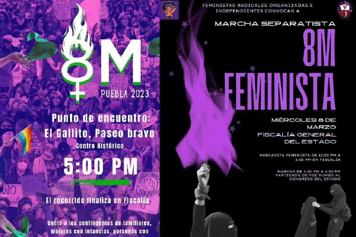 Estos son los horarios de todas las marchas feministas en Puebla para el 8 de marzo 4 marchas 8m en puebla
