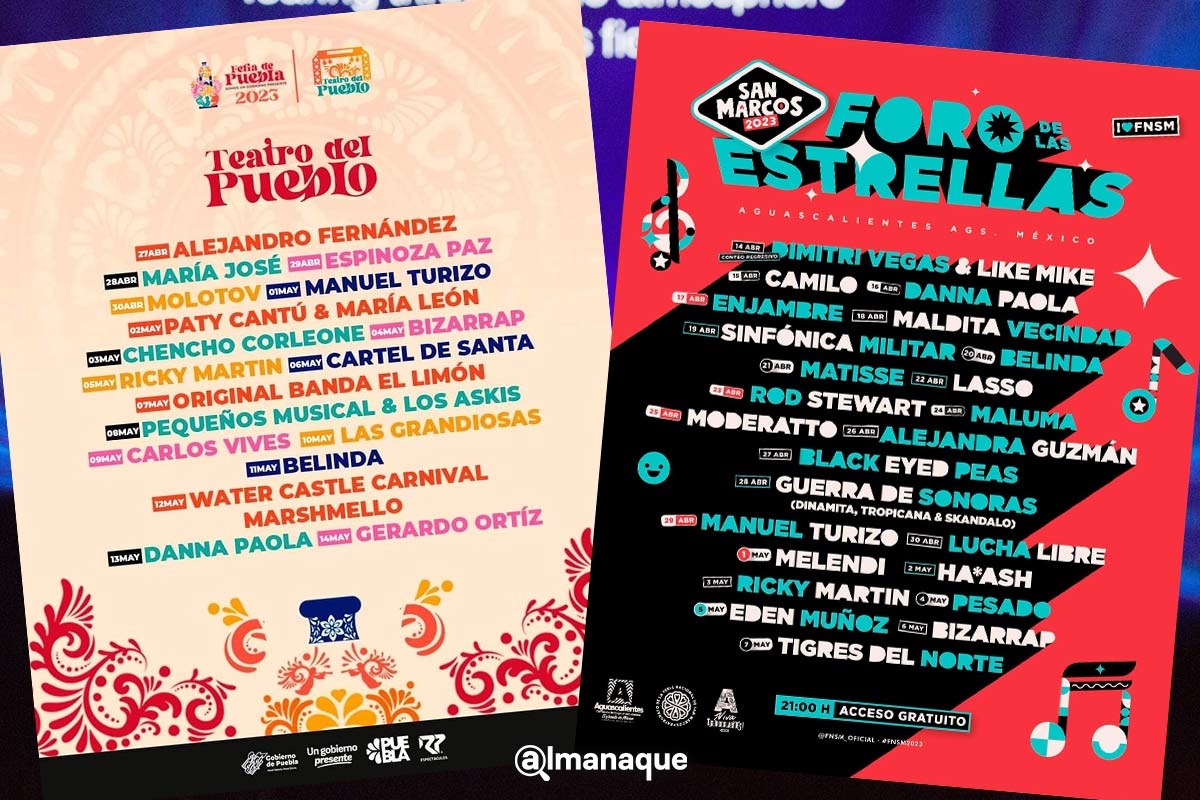 Feria de Puebla compite con la de San Marcos ¿Cuál tiene a los mejores artistas? 3 feria de puebla 2023 feria de san marcos 2023