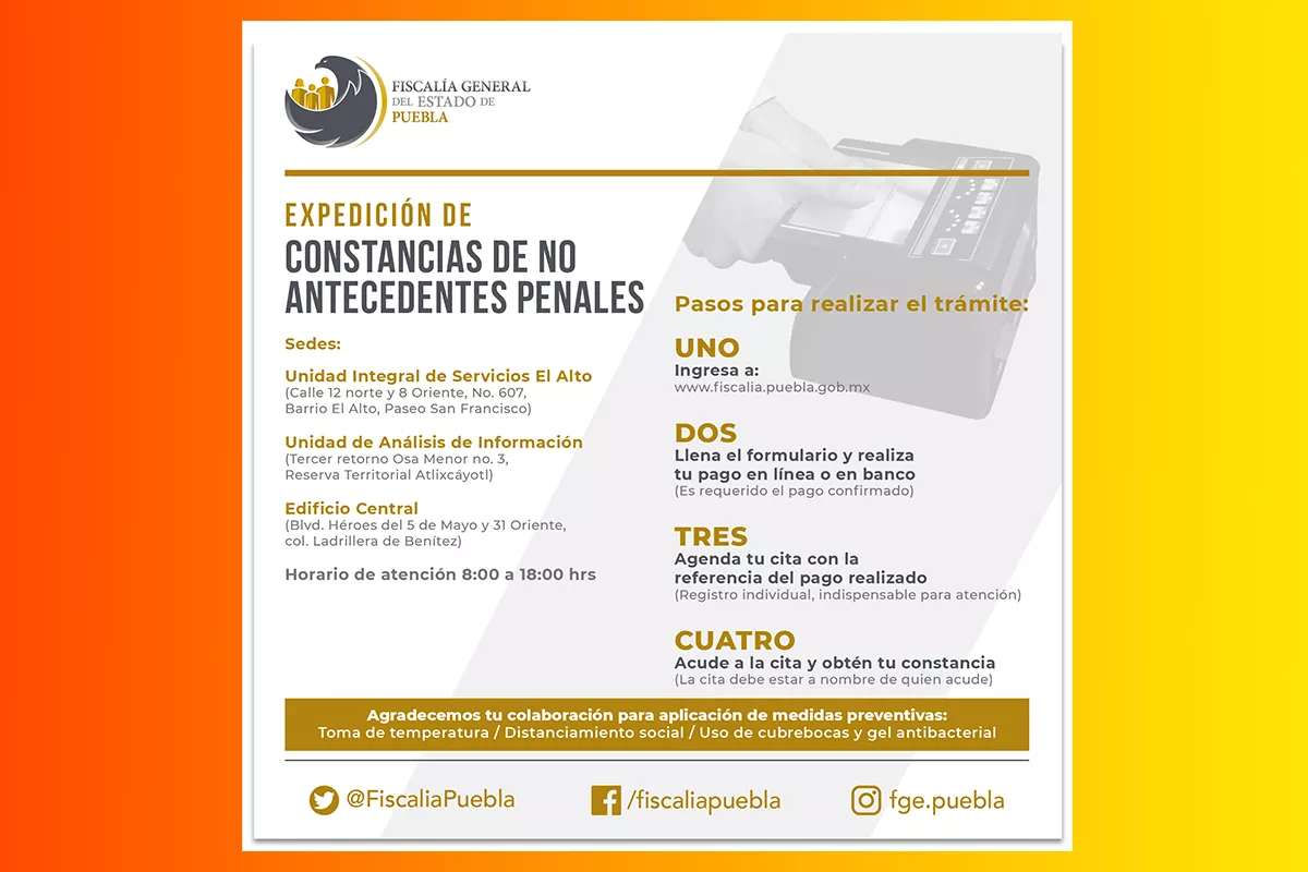 ¿Cuánto cuesta y cómo tramitar la Constancia de No Antecedentes Penales en Puebla? 6 Cuanto cuesta sacar los antecedentes penales en Puebla portada