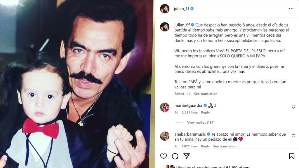 ¿Julián Figueroa presentía su muerte? Este fue su último mensaje en redes sociales 6 julian figueroa joan sebastian