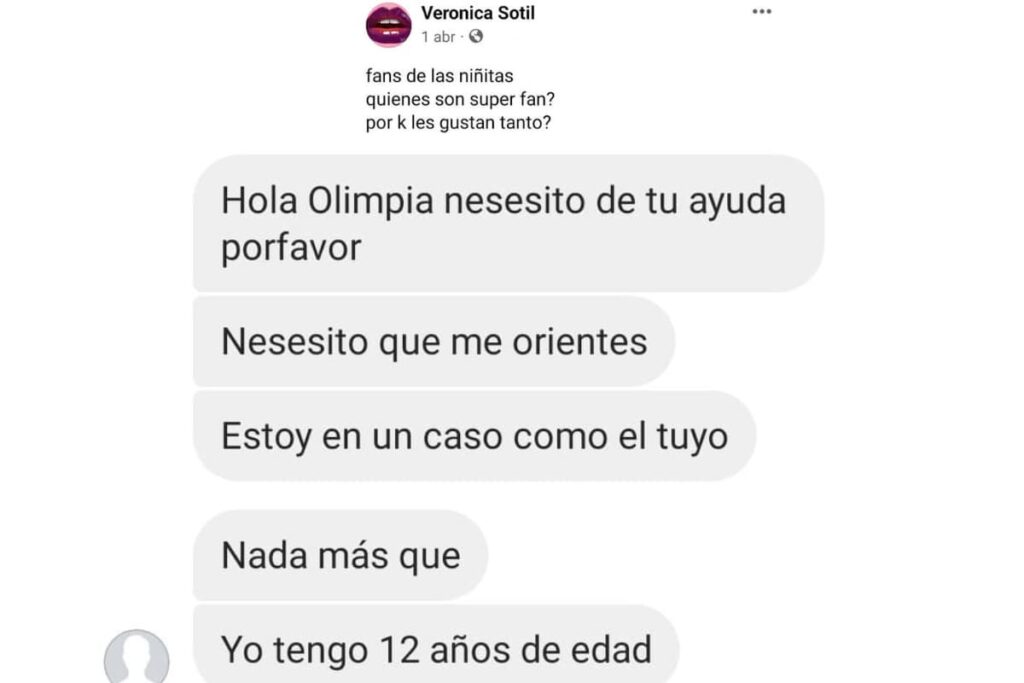 Niña pide ayuda a Olimpia Coral por caso de violencia sexual digital