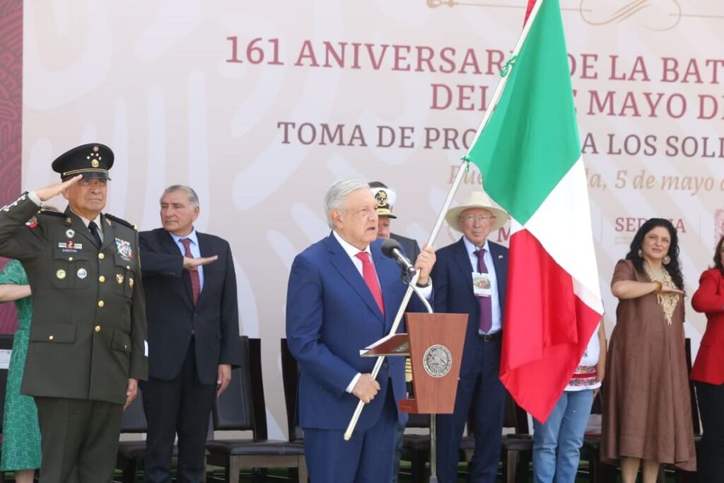 AMLO en la ceremonia del 161 aniversario de la Batalla de Puebla 