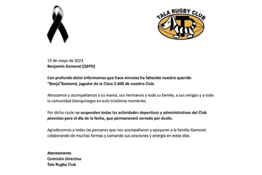 comunicado banjamin gamond