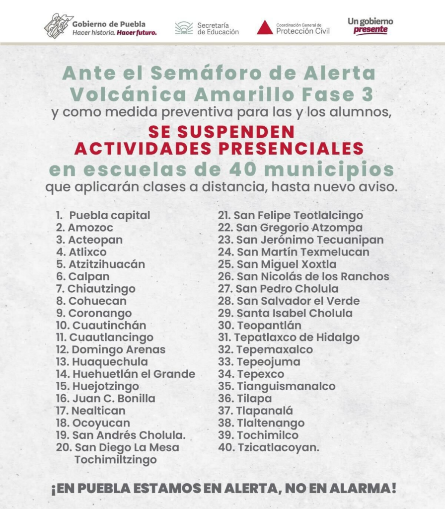 Activan Plan DN-III preventivo en Puebla por volcán Popocatépetl 