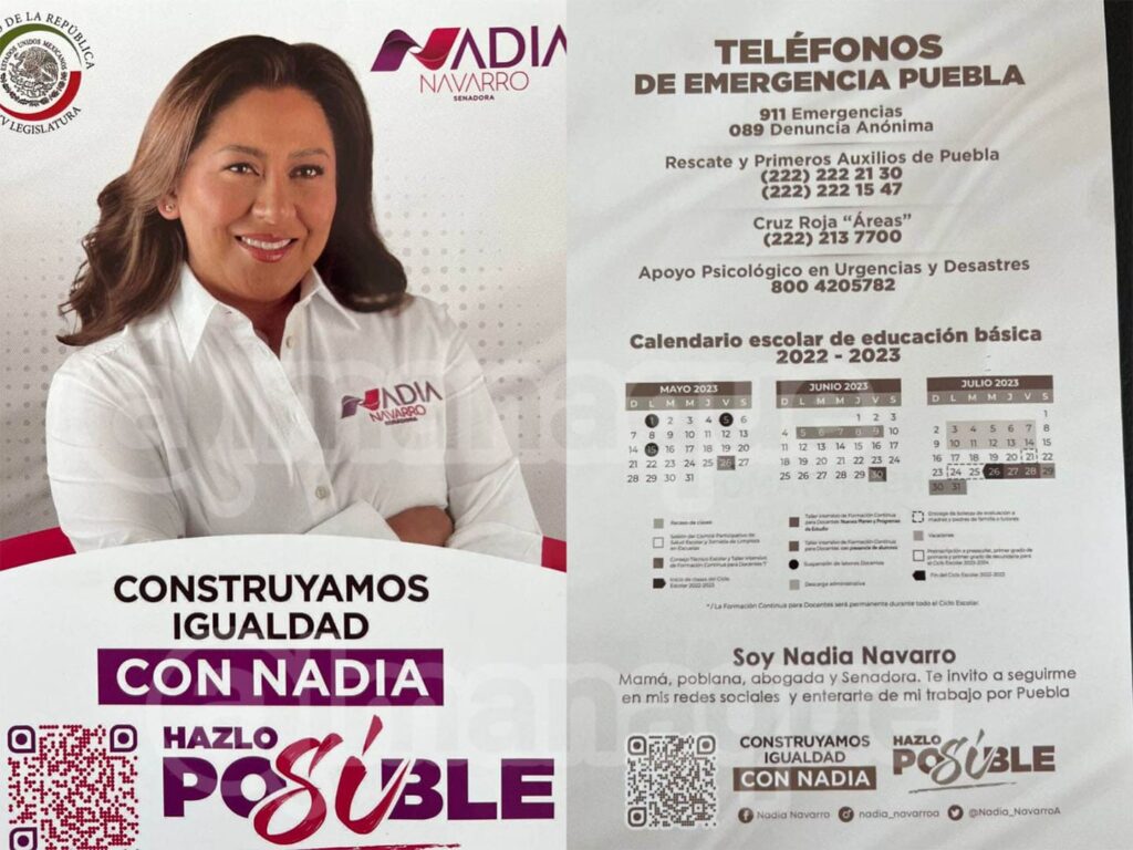 Nadia Navarro se promociona con volantes en Puebla 