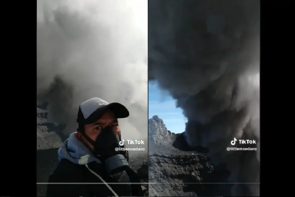 tiktoker entra a la boca eruptiva del volcan popocatepetl