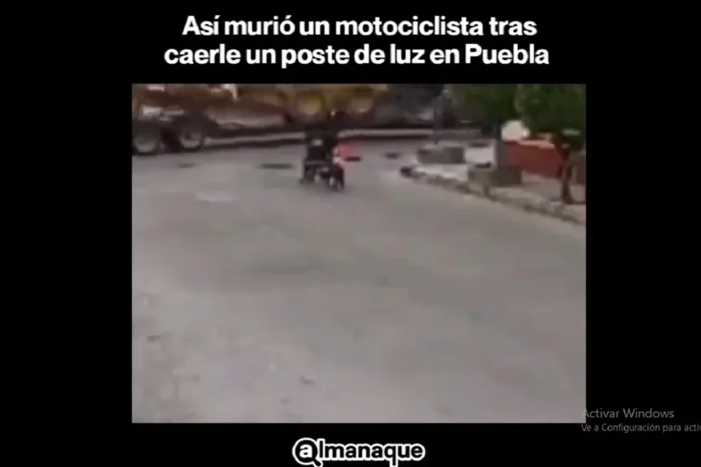 el momento en el que un trailer provoco la muerte de un motociclista en Puebla