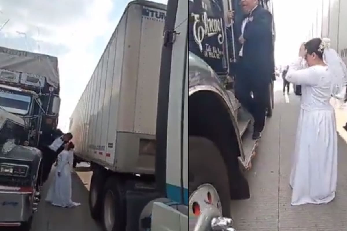 Pareja se toma fotos en autopista mexico puebla