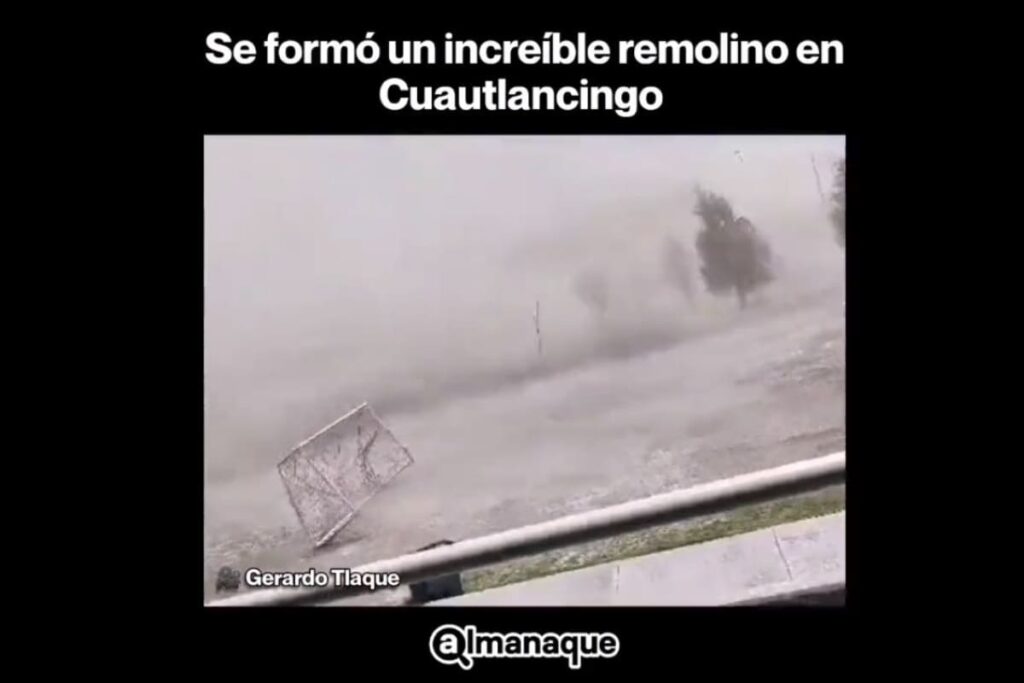 Remolino y fuertes vientos en Puebla