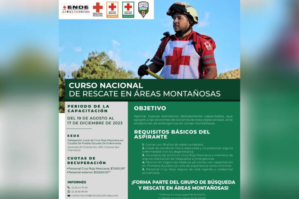 "Curso de Técnico en Rescate en Áreas Montañosas".