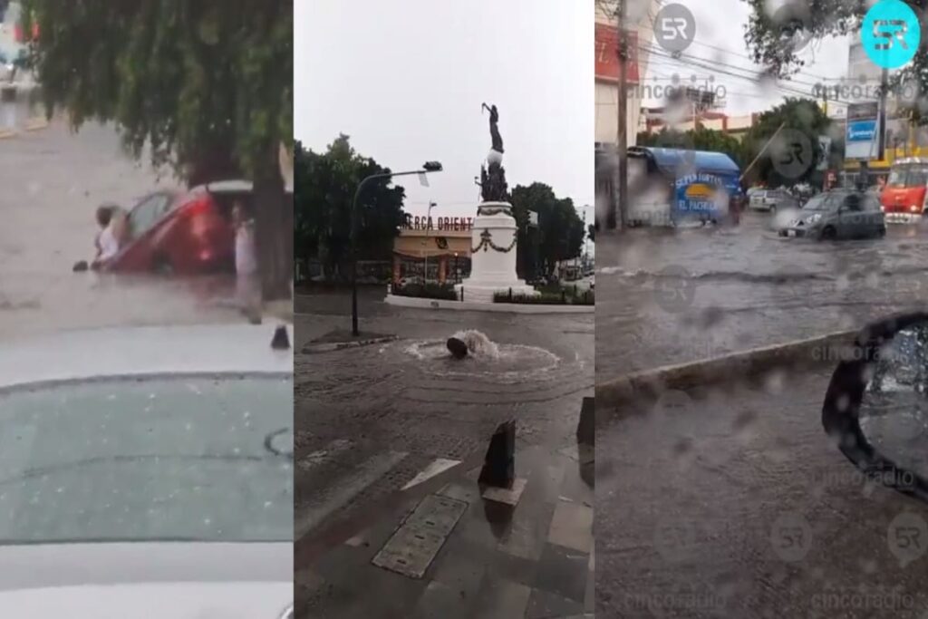 Lluvias inundaron calles de Puebla