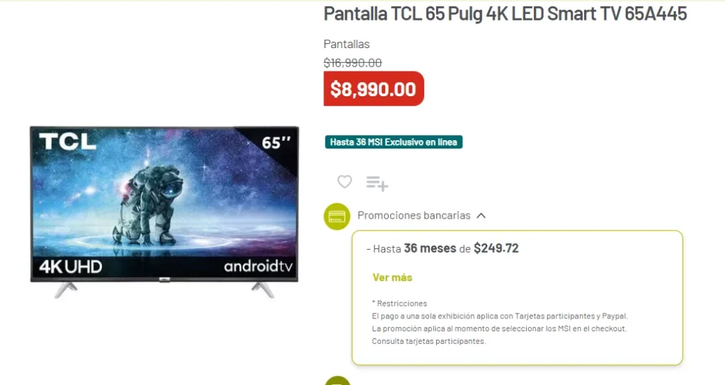 pantallas con descuento en soriana