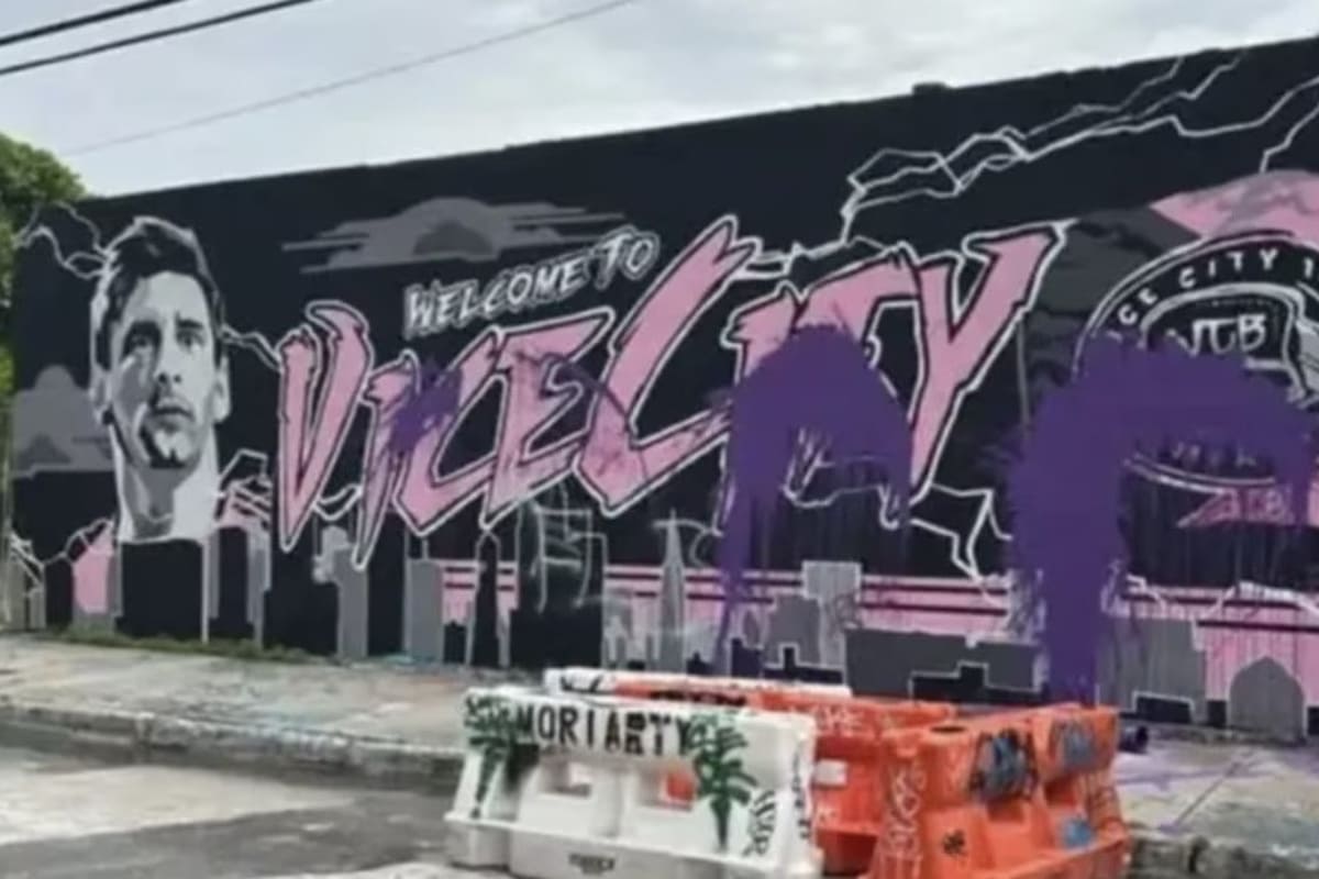 Vandalizan mural de Messi en Miami