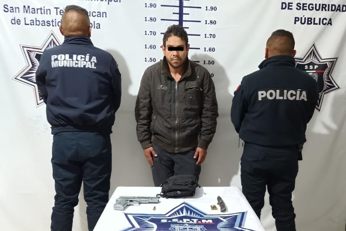 Elementos de la SSP de San Martín Texmelucan detuvieron a hombre con arma de fuego y arma blanca 1 bucio n san martin Texmelucan 1