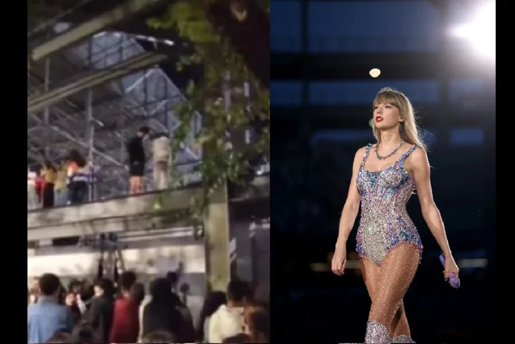 fans cantan afuera del concierto de taylor swift