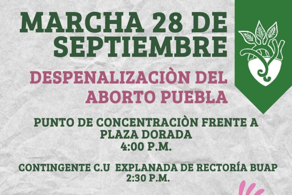 Marcha despenalización del aborto Puebla 28 de septiembre 2023