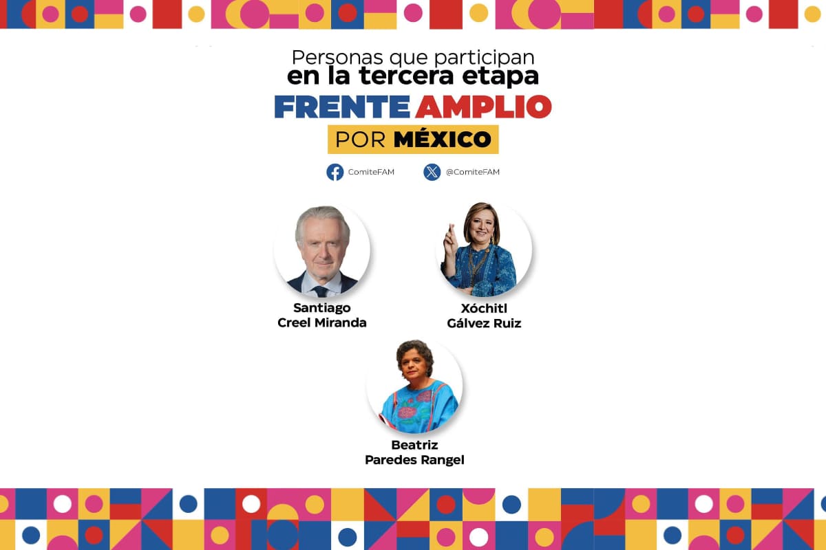 Avanzan Xóchitl Gálvez, Beatriz Paredes y Santiago Creel en aspiraciones del Frente Amplio por México 3 Frente Amplio por México tercera fase