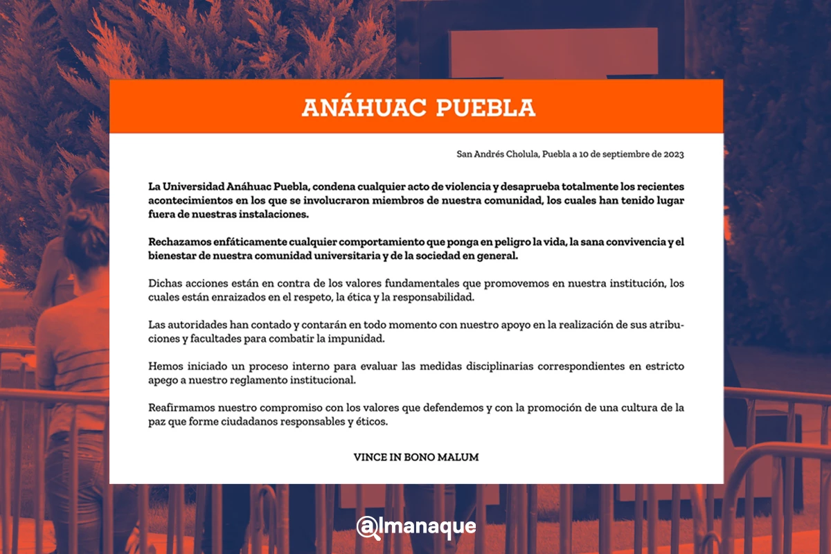 Universidad Anáhuac sancionará a agresores de joven en la Estrella de Puebla 3 Anahuac Puebla expulsa estudiantes