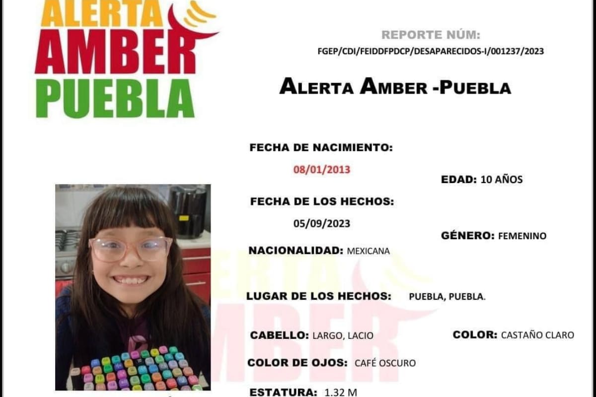 Activan alerta Amber en Puebla para encontrar a Mia Yareli de 10 años 4 Activan alerta Amber en Puebla para encontrar a Mia Yareli de 10 años