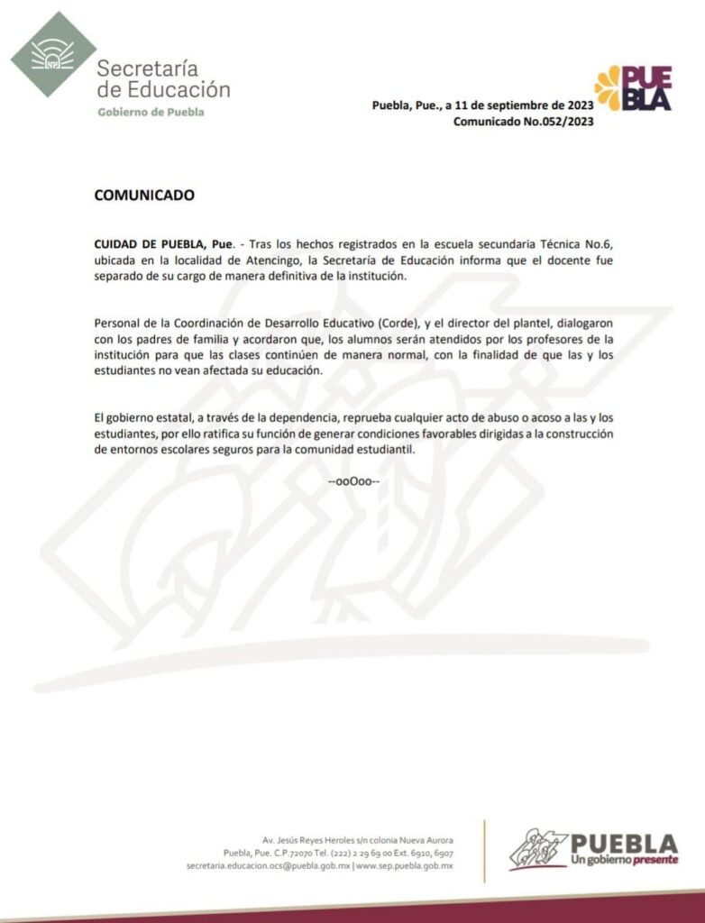 comunicado sep atencingo