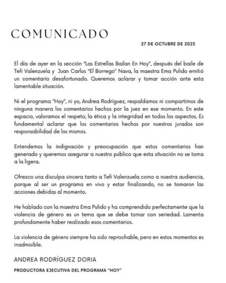 Hoy se deslinda de violentos comentarios de Ema Pulido