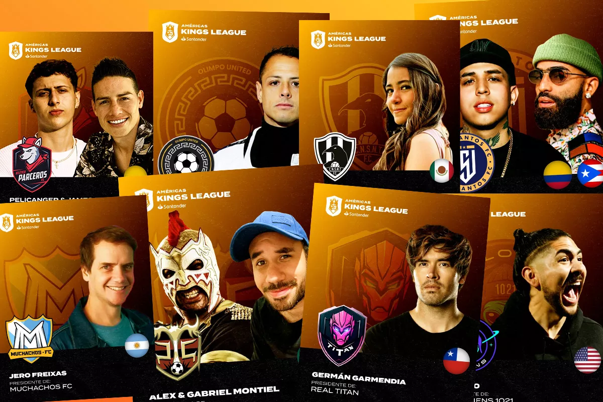 Los 12 presidentes de la Kings League Américas: futbolistas, cantantes y streamers 4 portada equipos king leagues americas