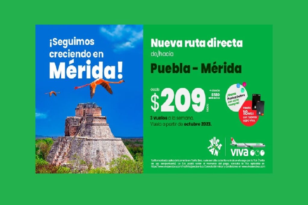 Cuánto cuestan los boletos del vuelo Puebla-Mérida