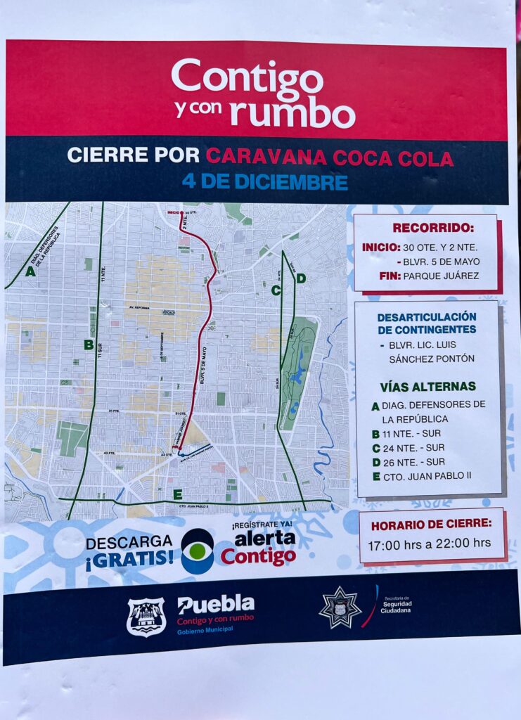 Estas son las vías alternas al bulevar 5 de Mayo por la Caravana Coca-Cola 2023