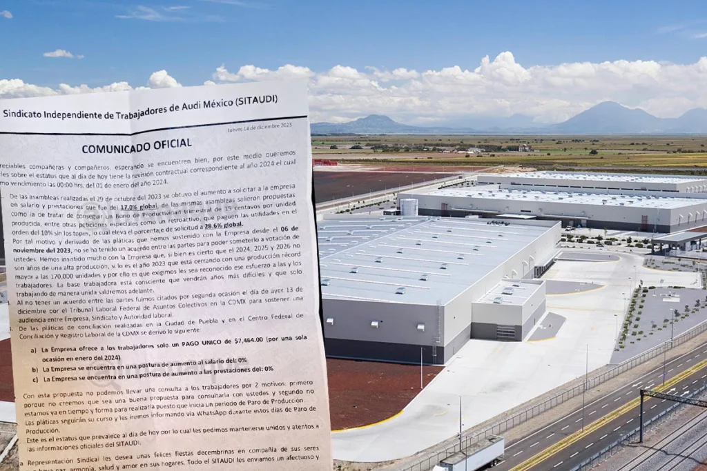 Audi ofrece 0 de aumento salarial y en prestaciones a trabajadores de Puebla