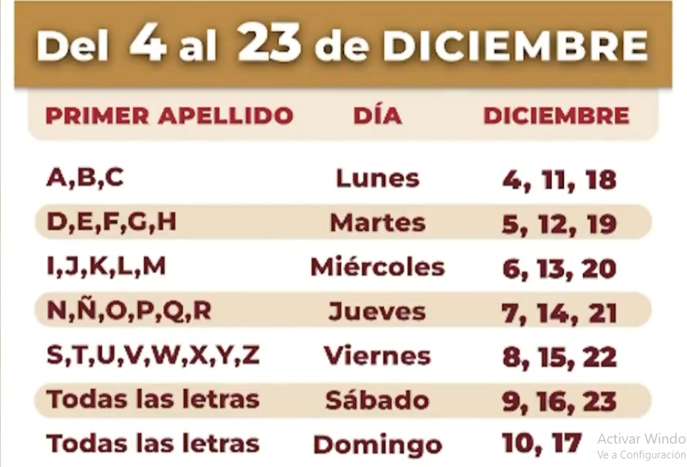 calendario pensión del bienestar
