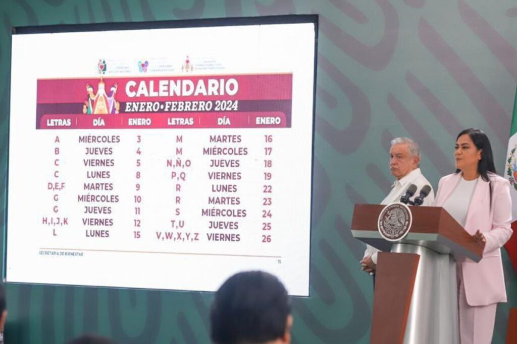 Calendario pago de Pensión del Bienestar