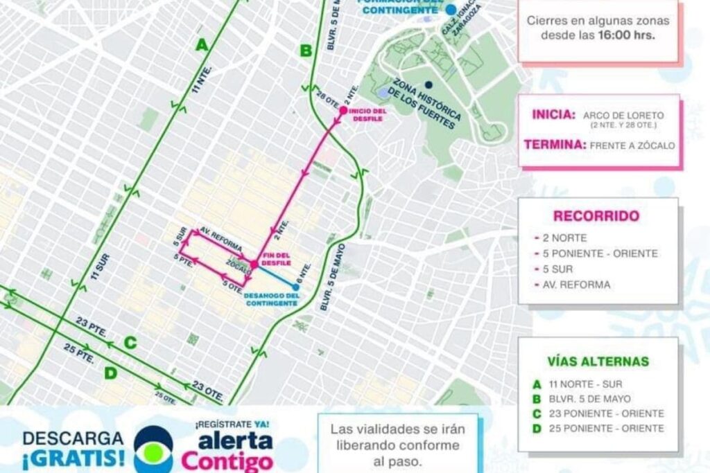 cierre de calles en Centro de Puebla 2024