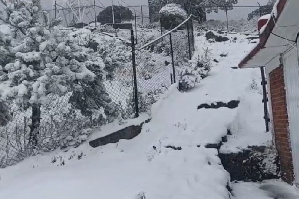 VIDEO Así nevó en Paso de Cortés y la zona del Popocatépetl