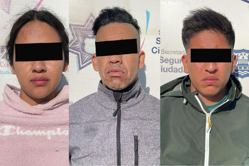 Policía municipal de puebla detuvo a dos hombres y una mujer por robo a una sucursal de farmacias del ahorro