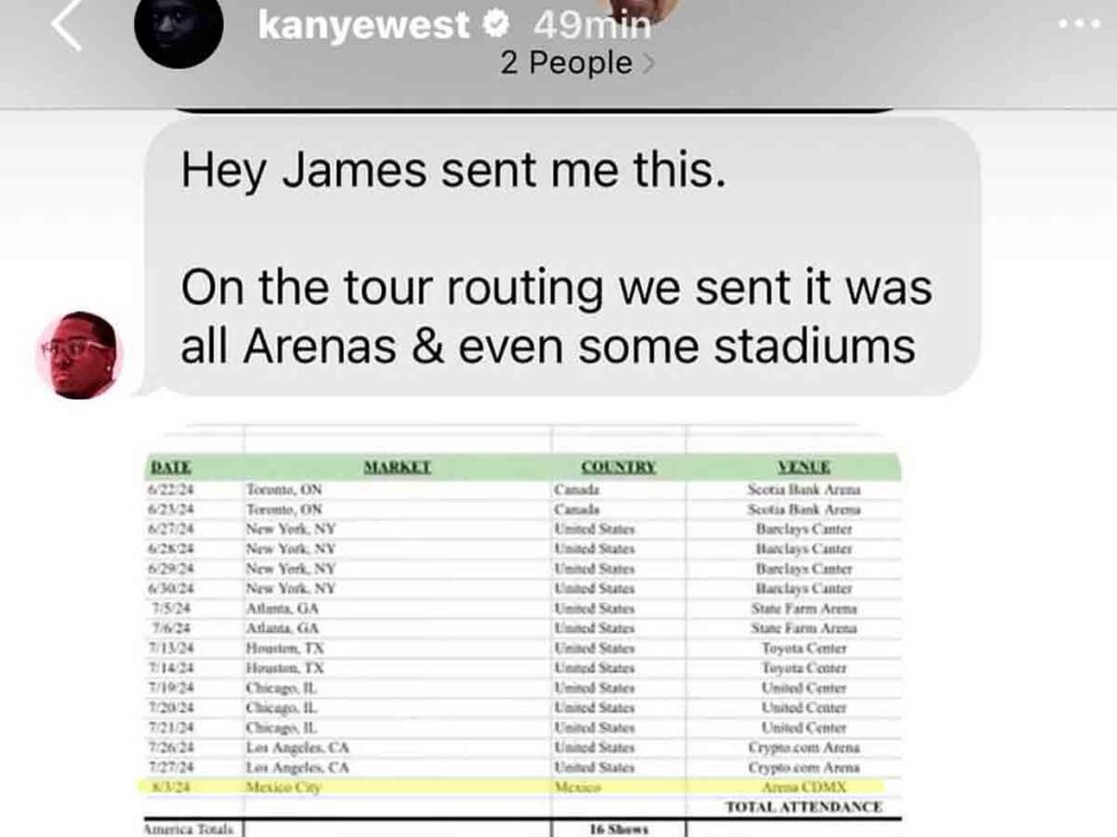 calendario conciertos kanye west