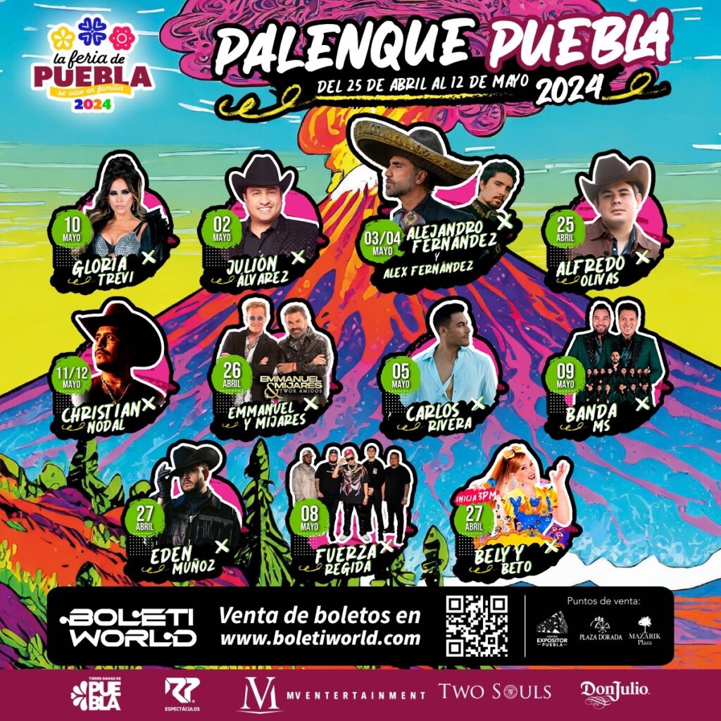 Fuerza Regida, Banda MS, Gloria Trevi y Nodal encabezan el Palenque de la Feria de Puebla 2024 6 cartel palenque feria de puebla 2024