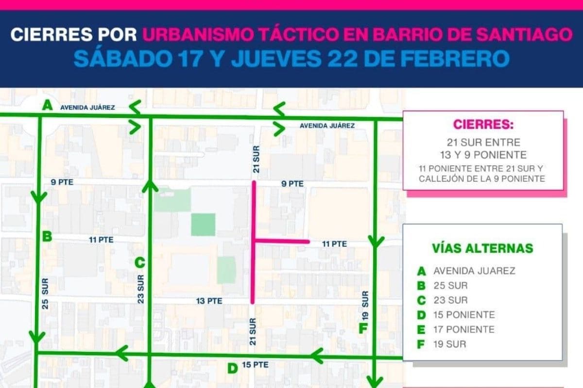Vías alternas por pruebas de urbanismo táctico en ‘Los Sapos’ y ‘Santiago’ 1 vías alternas peatonalización Los Sapos