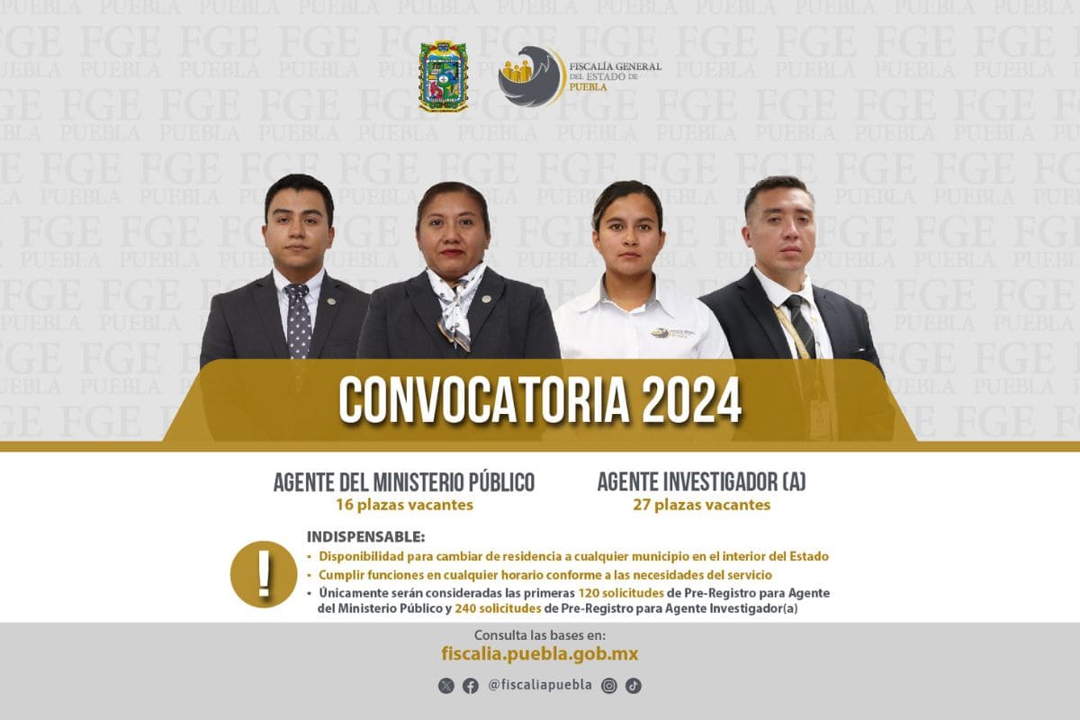 ¿Buscas empleo? Fiscalía de Puebla contrata agentes 1 Fiscalía de Puebla contrata agentes