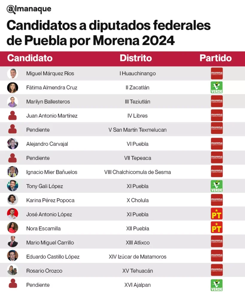 grafico candidatos diputados federales Puebla MORENA 2