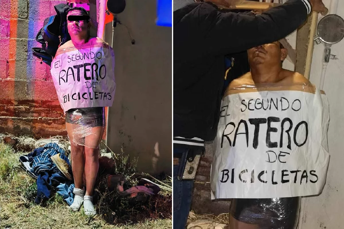 FOTOS: Detienen y atan a un poste a presunto ladrón de bicicletas en Tlaxcalancingo 1 ladrón de biciletas tlaxcalancingo