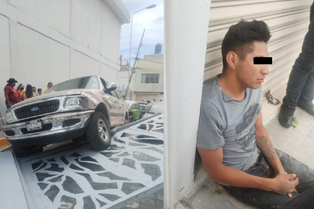 VIDEO: Conductor ebrio choca y derriba puerta del ISSSTEP en San Baltazar Campeche