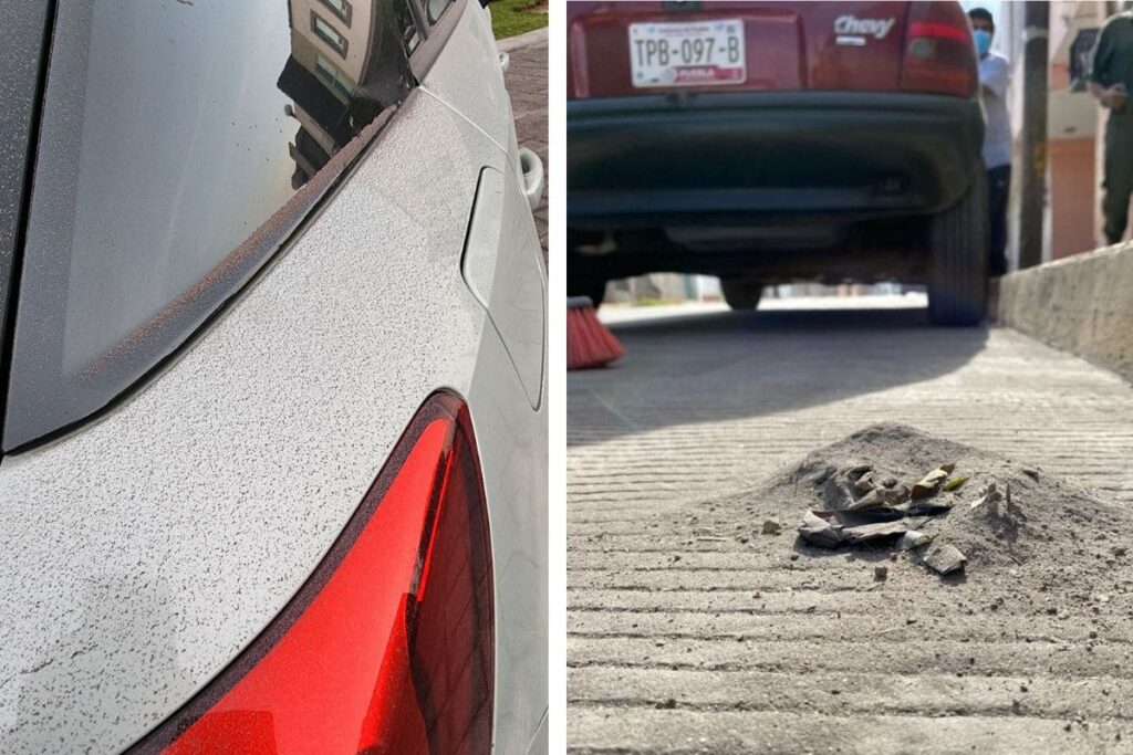 caída de ceniza en Puebla tapiza calles
