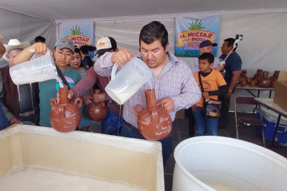 Reparten mil 800 litros de pulque en La Tlahuanca de San Pedro Cholula 1 sirven mil 800 litros de pulque en La Tlahuanca de San Pedro Cholula