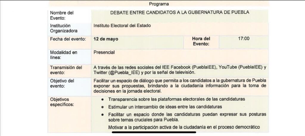 Así será el debate entre los candidatos a la gubernatura de Puebla 9 Asi sera el debate entre los candidatos a la gubernatura de Puebla 2