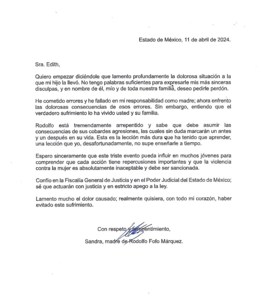 carta de la mamá del fofo márquez
