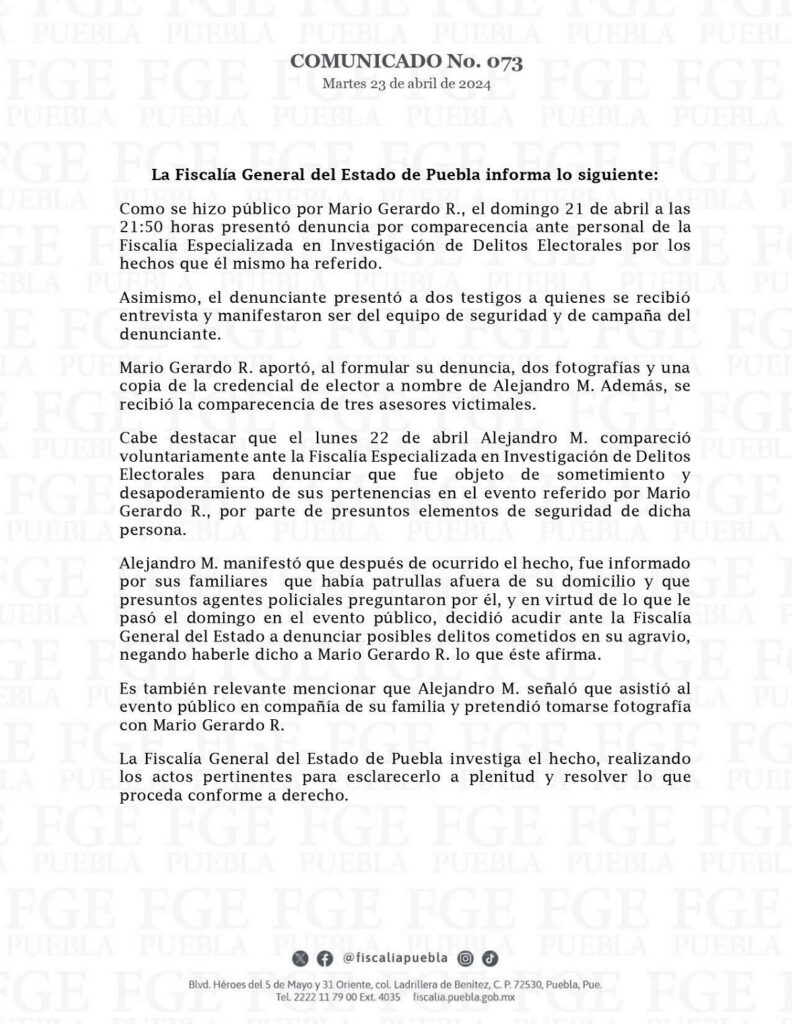 comunicado fisacalia caso mario riestra